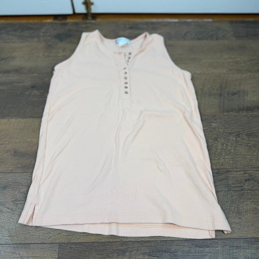 Currants‎ by Jeri-Jo Vintage Peach Henley Tank Top Ribbed Cotton Medium